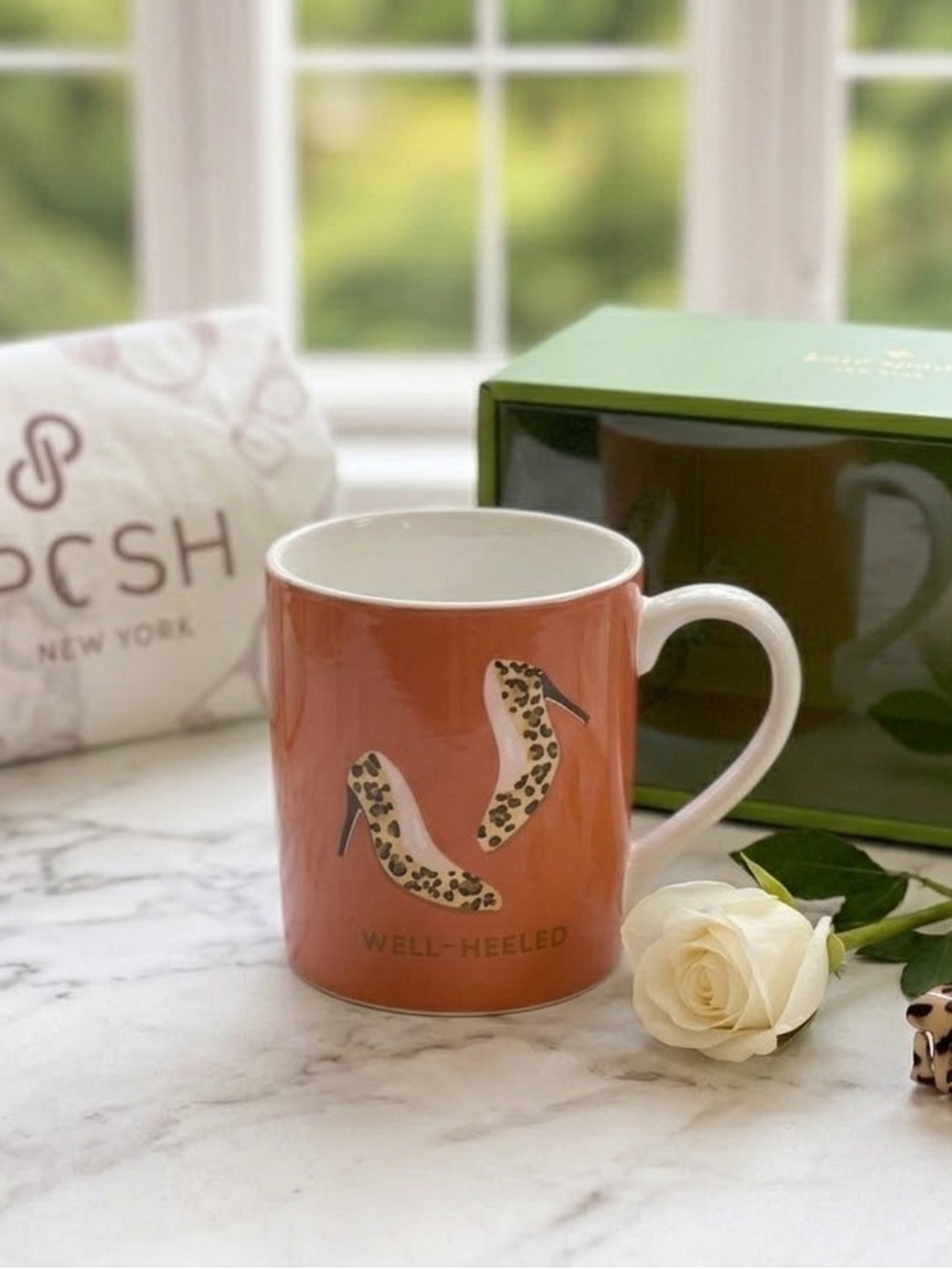 Kate Spade x Lenox Well-Heeled Leopard Heels Coral Ceramic Mug